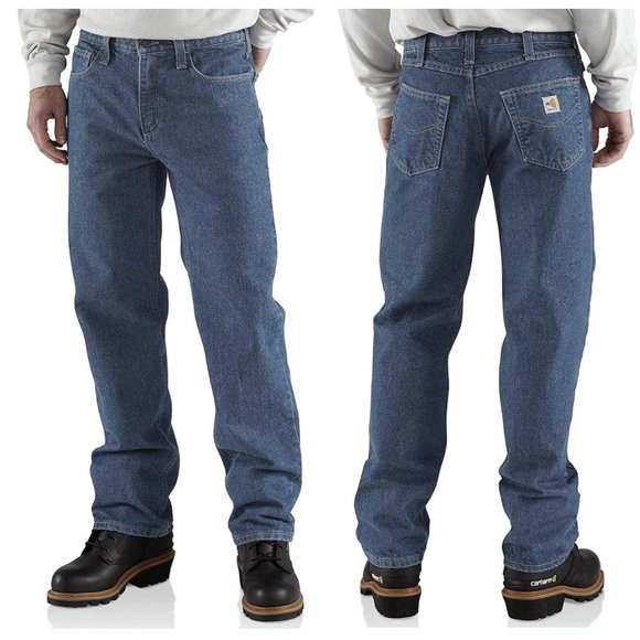 Carhartt Mens Flame Resistant Utility Denim Jeans Relaxed Fit 35 x 30 - Picture 1 of 16